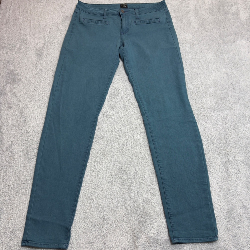 Just Black Skinny Pants Women 29 Teal Green Garment Dye Stretch Slim Fit 30/30